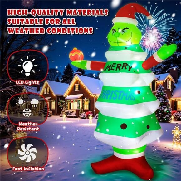 8FT Christmas Inflatable with LED Lights, Funny Christmas Outdoor Decorations - Picture 4 of 8